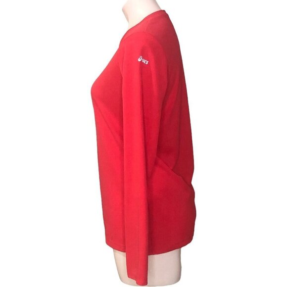 Asics Logo Pink Long Sleeve Athletic Top, V-Neck Women's Size M - Picture 6 of 8